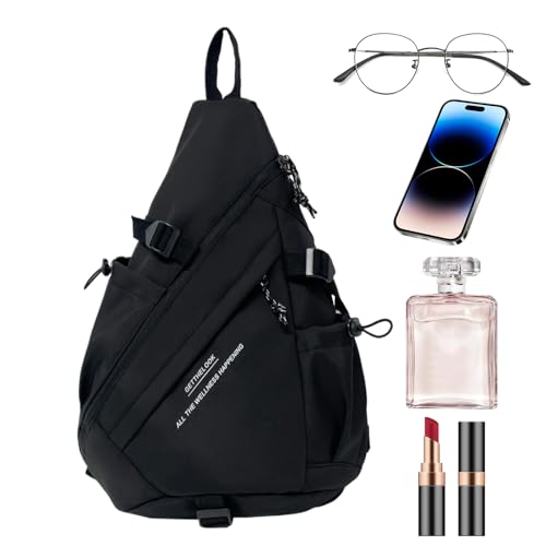 Brusttasche - Umhängetasche aus hellem Stoff | mit multifunktionaler Hüfttasche mit großer Kapazität für den freien Sport für verstellbare Schultergurte für, Schwarz , riferimento alla von Generic