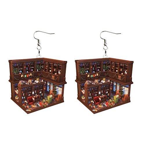 Buchliebhaber Bücherregal Ohrringe Acryl Ornament Buch Ohrringe Geschenk Katzen Ohrringe Silber 925 von Generic