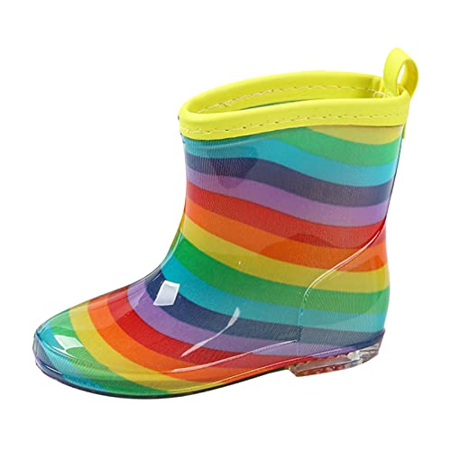Bunt Gummistiefel Kinder Halbhohe, Regenstiefel Kinder Mädchen, Modische Gummi Rain Boots Bequeme Garten Regen Stiefel rutschfest Barfuß Regenschuhe Cartoon Kinderstiefel Wasserdicht Barfußschuhe von Generic