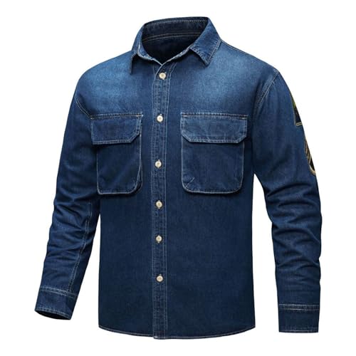 Bunt Lässige Casual Hemd Langarm Jeanshemd Herren-Hemd Herren Hemd Langarm Herbst Regular Fit Atmungsaktiv Freizeithemd Herbst und Winter Männer Fashion Mantel von Generic