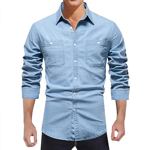 Bunt Lässige Casual Hemd Langarm Jeanshemd Herren-Hemd Männer Regular Fit Langarm Hemd Button Down Freizeithemden Herbst und Winter Männer Fashion Mantel, Schwarz, XXL Bunt Lässige Casual Hemd Langarm Jeanshemd Herren-Hemd Männer Regular Fit Langarm Hemd Button Down Freizeithemden Herbst und Winter Männer Fashion Mantel, Schwarz, XXL von Generic