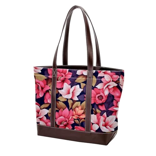 Bunte Blumen-1541 modische gewaschene strapazierfähige Ledergeldbörse für Damen, mit Tragegriff oben, mit Taschen, Reißverschluss, Mehrfarbig 08, 33.8x12x31cm/13.3x4.7x12.2 in von Generic