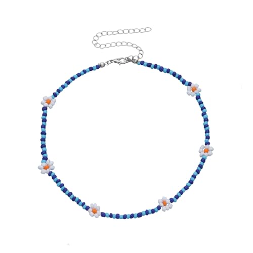 Bunte Blumen-Perlen-Halskette, Verstellbare Universelle Passform, Niedliche Blumen-Perlen-Halskette für Damen (Freie Größe) von Generic