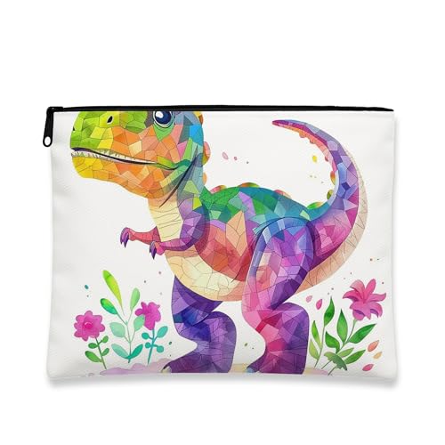 Bunte Dinosaurier-Make-up-Tasche für Kinder, tragbare kleine Tasche aus Segeltuch mit Reißverschluss, lustiger Organizer für Festivals, verschiedene farben, 7x9 Inch, Dinosaurier von Generic