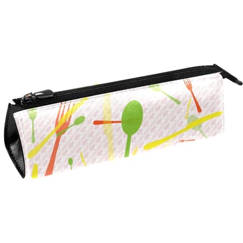 Bunte Gabel und Löffel Stift Tasche Schreibwaren Beutel Bleistift Tasche Kosmetiktasche Tasche Kompakte Reißverschlusstasche, multi, 5.5 ×6 ×20CM/2.2x2.4x7.9 in, Taschen-Organizer von Generic