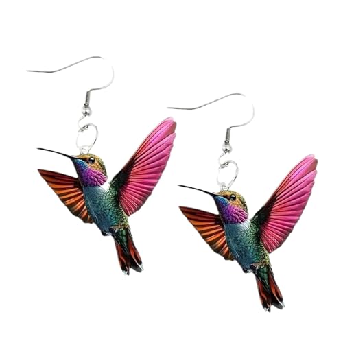 Bunte Kolibri Ohrringe - Natur Inspirierte Vogel baumeln Schmuck, Stilvolle Kolibri Tropfen Ohrringe | Acryl Flache Kolibri Ohrringe Bunte Vogel Baumeln Ohrringe Schmuck Für von Generic