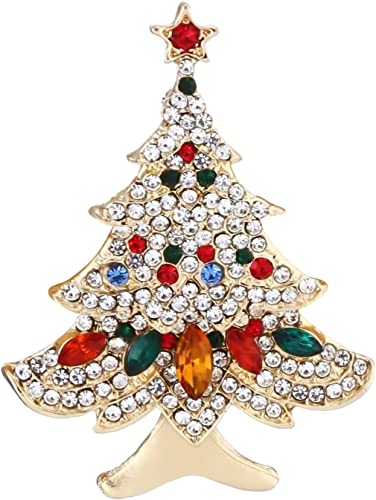Bunte Kristall Weihnachtsbaum Brosche Pin Vintage Weihnachtsbaum Brosche für Frauen, s (Farbe) von Generic