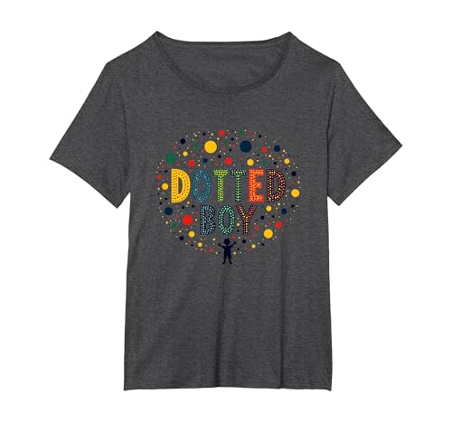 Bunte Kunst für Jungen, gepunktet, Verspieltes Kindheitswunder T-Shirt, Damen Große Größen, Anthrazit Meliert, 6X von Generic