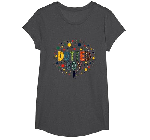 Bunte Kunst für Jungen, gepunktet, Verspieltes Kindheitswunder T-Shirt, Girls, Anthrazit Meliert, XS von Generic