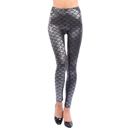 Bunte Leggings Damen MeerjungfrauLeggings Push Up Legging Meerjungfrauhose Meer-Jungfrau Fischschuppen Bedruckte Sport Leggings High Waist Leggins Slim Fit Booty Hose Skinny Pants MeerjungfrauKostüm von Generic
