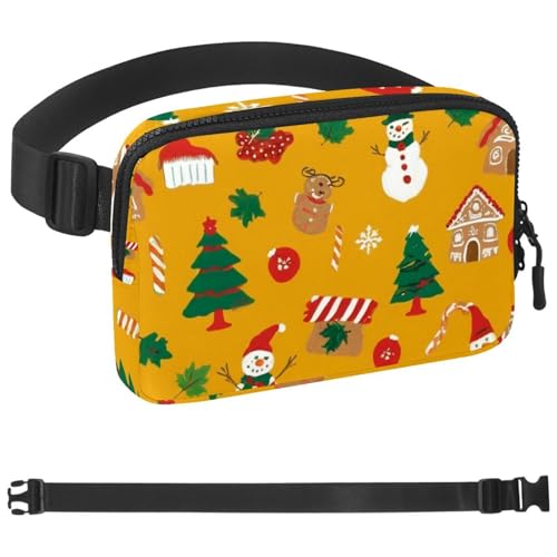 Bunte Weihnachts-122 Gürteltasche für Damen und Herren, Gürteltasche mit verstellbarem Riemen, modische Umhängetasche für Reisen, Outdoor, Laufen, Wandern, Mehrfarbig 10, 1.5x9.0x5.9in/4x23x15cm von Generic