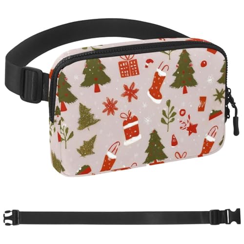 Bunte Weihnachts-Gürteltasche für Damen und Herren, Gürteltasche mit verstellbarem Riemen, modische Umhängetasche für Reisen, Outdoor, Laufen, Wandern, Mehrfarbig 03, 1.5x9.0x5.9in/4x23x15cm von Generic