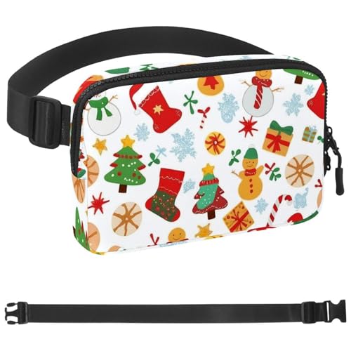 Bunte Weihnachts-Gürteltasche für Damen und Herren, Gürteltasche mit verstellbarem Riemen, modische Umhängetasche für Reisen, Outdoor, Laufen, Wandern, Mehrfarbig 09, 1.5x9.0x5.9in/4x23x15cm von Generic