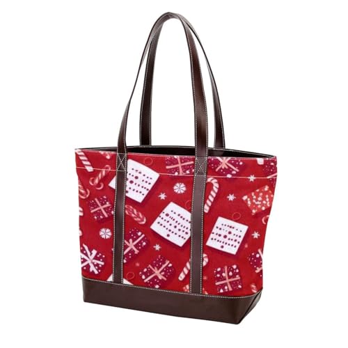 Bunte Weihnachts-Schultertaschen für Damen, groß, weich, gewaschenes Leder, strapazierfähige Handtaschen, mehrfarbig, 33,8 x 12 x 31 cm von Generic