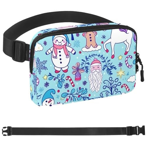 Bunte Weihnachts-Umhängetasche für Damen und Herren, Gürteltasche für Reisen, Freizeit, Wandern, Radfahren, 133, Mehrfarbig 07, 1.5x9.0x5.9in/4x23x15cm von Generic