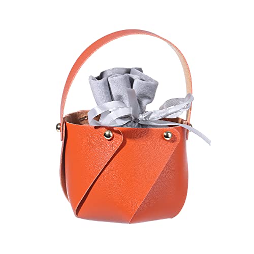 Bunte tragbare Samt-Handtasche, kreative Lederhandtasche, Süßigkeiten-Box, Geschenkbeutel (orange) von Generic