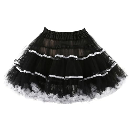 Bunter Tüllrock Damen 50er Rockabilly Petticoat A Linie Elastischer Hoher Bund Minirock Mehrschichtige Puffy Meshrock Ballett Unterröcke Cosplay Tanzkleid Kostüm von Generic