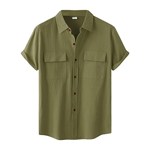 Business Hemd Herren Kurzarm Bequem Oberteile Mit 2 Brusttasche Mit Kragen Button-up Leichte Hemden Basic Shirt Sweater Sommerhemd Business Tops Freizeithemden Modisches Bequemes Sommer von Generic
