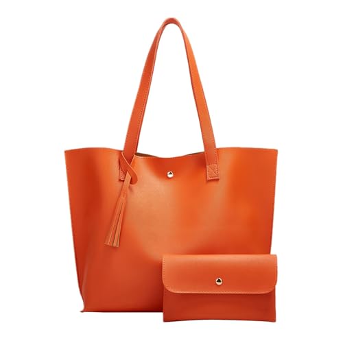 Business Taschen Damen Solide Quasten-Muttertasche, große Kapazität, eine Schultertasche, Einkaufstasche Business Taschen Damen Blau (Orange, One Size) von Generic