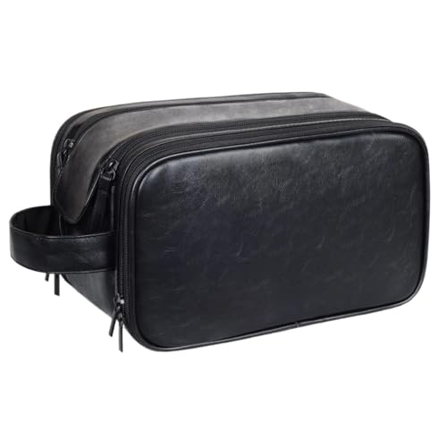 Business Tragbare Herren Leder Kulturbeutel Reise Dopp Kit Herren Make-Up(Black) von Generic