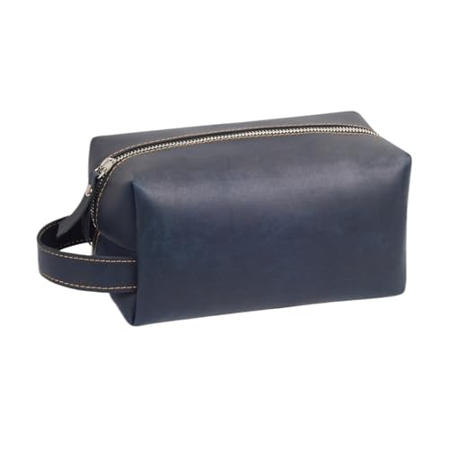 Business Tragbare Herren Leder Kulturtasche Reise Dopp Kit Hängende Make-Up Tasche for Männer Frauen(Medium Blue) von Generic