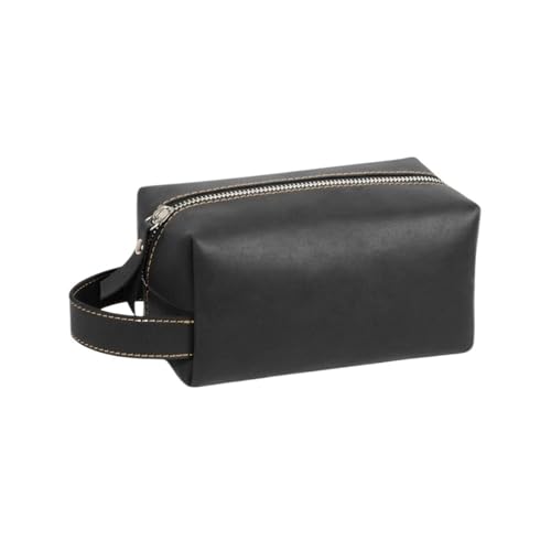 Business Tragbare Herren Leder Kulturtasche Reise Dopp Kit Hängende Make-Up Tasche for Männer Frauen(Small Black) von Generic