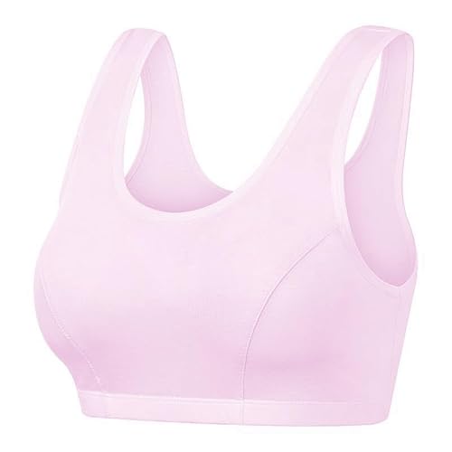 Bustier Damen Gepolstert Damen-BH aus Reiner Baumwolle, dünn, große Größe, ohne Stahlring, Schlaf-O-Ausschnitt-BH, atmungsaktiv, schweißabsorbierend und bequem Unterbrust Schwitzschutz (Pink, XXXL) von Generic