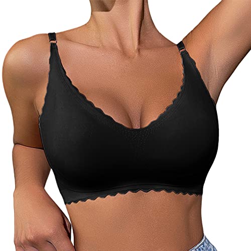 Bustier Damen Yoga-BH Push Up Sexy Sport-BHS ohne Bügel Weich Seamless Stretch Bustier Schlaf BH Schlaf Sport Bralette LäSsig Klassische Elastisch Leicht Weicher Komfort Funktionell Bustier BH von Generic