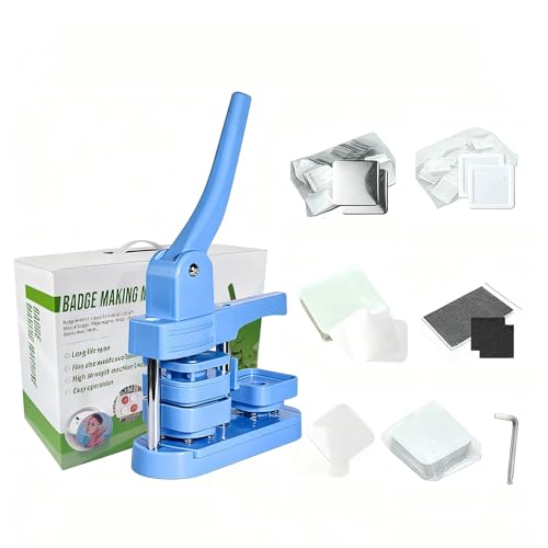 Button Maker, 50 mm/2 Zoll Button Maker Maschine Button Making Kit Magnet Making Machine Pin Button Press Square Cutter Geeignet for DIY Pin Eltern-Kind-Bastelarbeiten(Blue,Fridge Magnet) von Generic