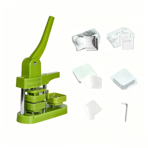 Button Maker, 50 mm/2 Zoll Button Maker Maschine Button Making Kit Magnet Making Machine Pin Button Press Square Cutter Geeignet for DIY Pin Eltern-Kind-Bastelarbeiten(Green,Accessories) von Generic