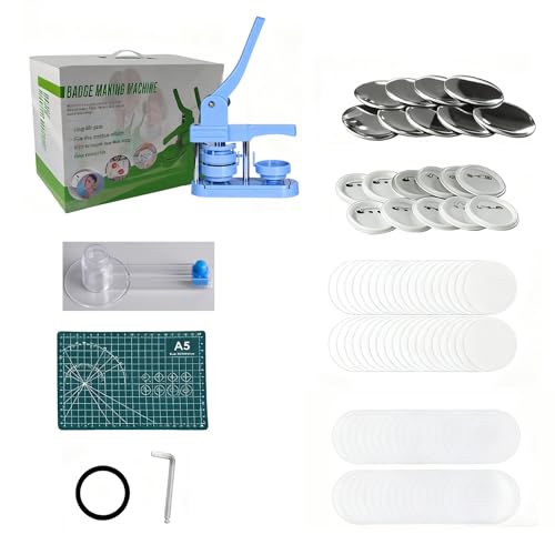 Button Maker, Buttonmaschine Badge Making Kit Magnet Making Machine Badge Maker Punch Press Machine DIY Pin Kit Kreisschneider mit 100 Teilen geeignet for Eltern-Kind-Bastel(B,58MM/2.3"_ROTARY) von Generic