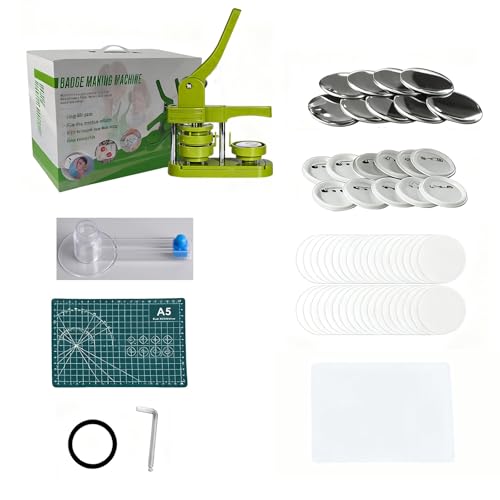 Button Maker, Buttonmaschine Badge Making Kit Magnet Making Machine Badge Maker Punch Press Machine DIY Pin Kit Kreisschneider mit 100 Teilen geeignet for Eltern-Kind-Bastel(C,32MM/1.3"_PUSH) von Generic
