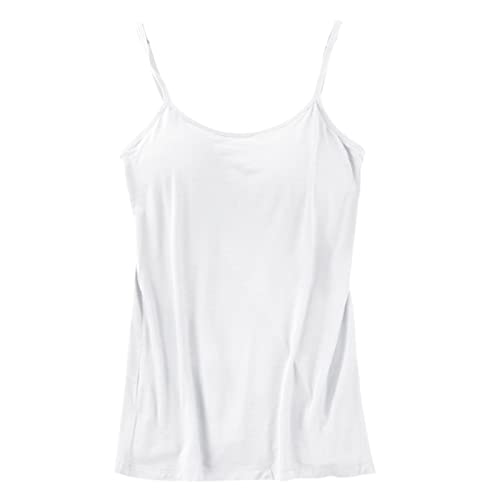 CGGMVCG Cami mit integriertem BH für Damen Baumwolle Camisole mit Verstellbarer Spaghettiträger Stretch Unterhemd Gepolstert Tank Tops, Weiß, 5X-Large von Generic