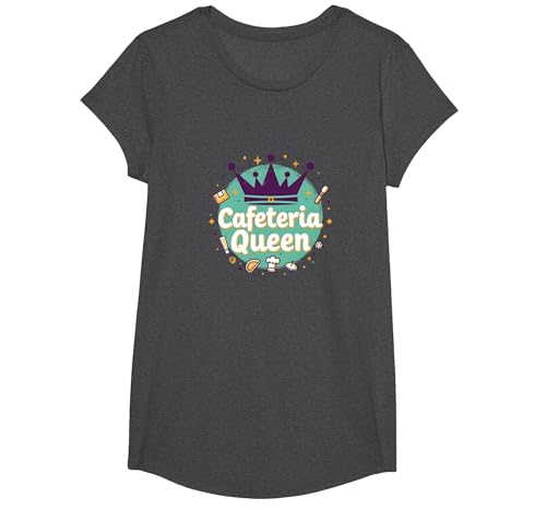 Cafeteria Queen: Regal Food Service Humor für Mittagessen Damen T-Shirt, Girls, Anthrazit Meliert, L von Generic