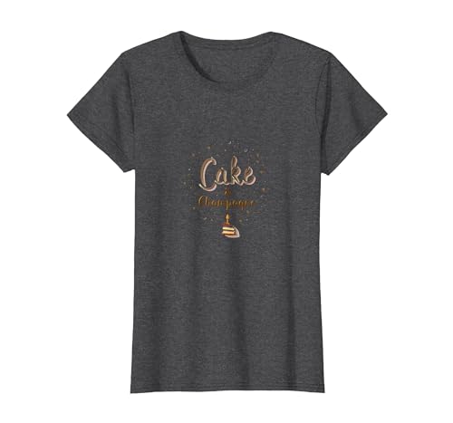 Cake & Champagne: Elegante Feier zum Geburtstag T-Shirt, Damen, Anthrazit Meliert, XS von Generic