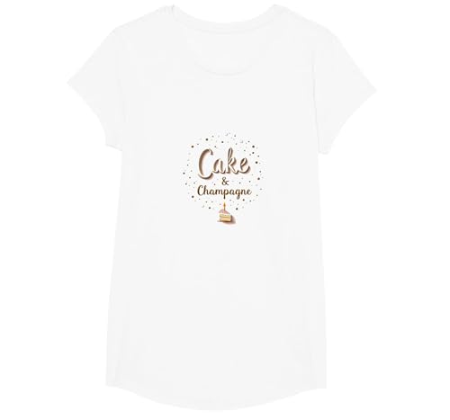 Cake & Champagne: Elegante Feier zum Geburtstag T-Shirt, Girls, Weiß, XS von Generic