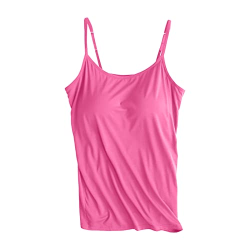 Cami mit integriertem BH für Damen, Baumwolle, verstellbar, mit Rahmen, BH, Stretch-Unterhemd, Knallpink (Hot Pink), 3X-Large von Generic