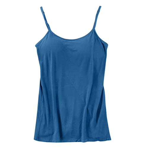 Cami mit integriertem BH für Damen, Baumwolle, verstellbar, mit Rahmen, BH, Stretch-Unterhemd, blau, Klein von Generic