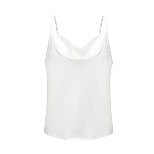 Camisole Damen Satin Tops Elegant Frauen Spaghetti Tanktop Shirts Camisole Verstellbarer Träger Top Weste Sommer V-Ausschnitt Oberteil Pyjama Bluse von Generic