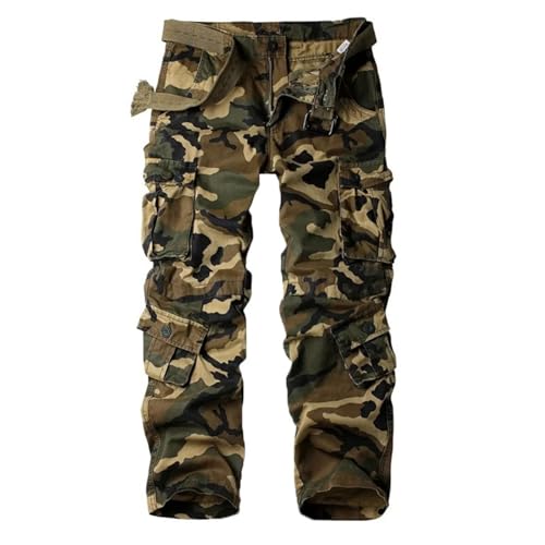 Camouflage Cargohose Herren Stretch, Herren-Cargohosen Outdoor Cargo Hose Sommer Tarnhose mit 8 Taschen Modern Loose Fit Jogginghose Bequem Freizeithose Leichte Outdoorhose Baggy Baumwollhose von Generic