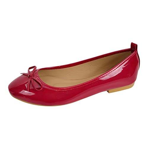 Camouflage Schuhe Damen Flache Schuhe mit weicher Sohle und eckiger Zehenpartie für Damen Ballerina Schuhe Damen 42 (Red, 38) von Generic