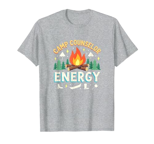 Camp Counselor Energy Outdoor-Abenteuer-Grafiken T-Shirt, Herren, Grau Meliert, S von Generic