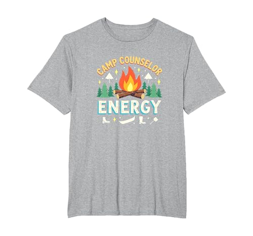 Camp Counselor Energy Outdoor-Abenteuer-Grafiken T-Shirt, Herren Große Größen, Grau Meliert, 5X Tall von Generic