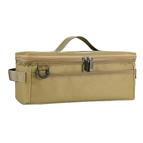 Camping-Kochgeschirr, Geschirr, Aufbewahrungstasche, Handtasche, Doppelreißverschlüsse, multifunktionale Organizer-Hülle für Grillwerkzeug, Wandern, Khaki von Generic