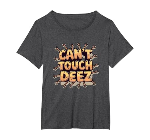 Can't Touch Deez Nuts Lustige Meme Grafik T-Shirt, Damen Große Größen, Anthrazit Meliert, 1X von Generic
