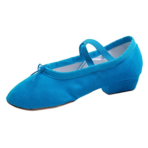 Canvas Ballettschuhe Damen Faltbare Gymnastik Ballerinaschuhe Rutschhemmung Geteilte Ledersohle Ballettschläppchen Atmungsaktiv Tanzschuhe Eurythmieschuhe Gymnastikschuhe Freizeitschuhe (Blue, 41) von Generic
