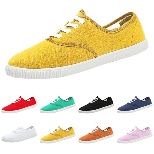 Canvas Schuhe Damen Leicht Sommerschuhe Weiche Sohlen Bequeme Freizeitschuhe Einfarbig Stoffschuhe Atmungsaktive Segeltuchschuhe Flache Casual Halbschuhe rutschfeste Sportschuhe Damenschuhe von Generic