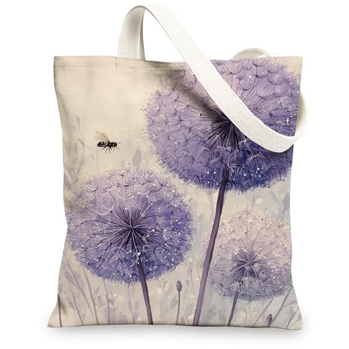 Canvas-Tragetaschen mit Blumenmuster, leicht, wiederverwendbar, elegantes botanisches Design, umweltfreundliche Schultertasche für Strand, Reisen, Picknick, 33 x 38 cm von Generic