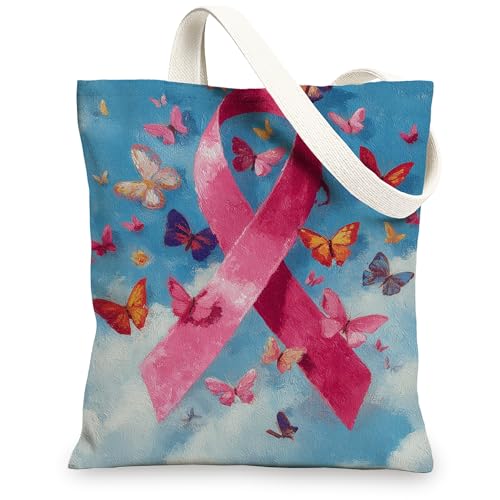 Canvas-Tragetaschen mit Schmetterlingsmuster, buntes Schmetterlingsmuster, wiederverwendbar, leicht, waschbar, Schultergurt, Leinentasche für T, Blau, 13x15 Inch von Generic