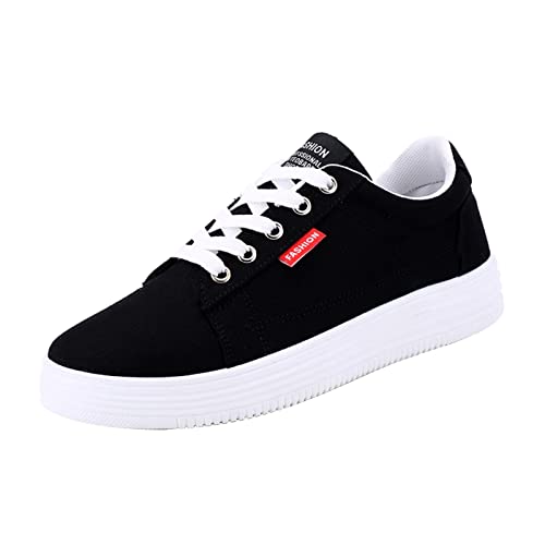 Canvasschuhe Herren 44 Schwarz Dickersohle: Sportschuhe Herren Schwarz 43 Flacheschuh Bequemer Schnürhalbschuh Fashion Trainerschuhe Hochwertiges Flache Business Schuhe Casual Arbeitsschuhe In Büro von Generic